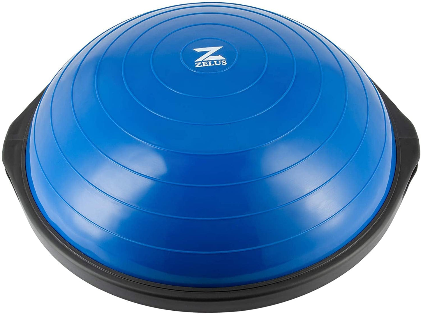 ZELUS 25In. Balance Ball | 1500Lb Inflatable Half Exercise Ball Wobble Board Balance Trainer W Nonslip Base | Half Yoga Ball Strength Training Equipment W 2 Bands, Pump, Extra Ball Included